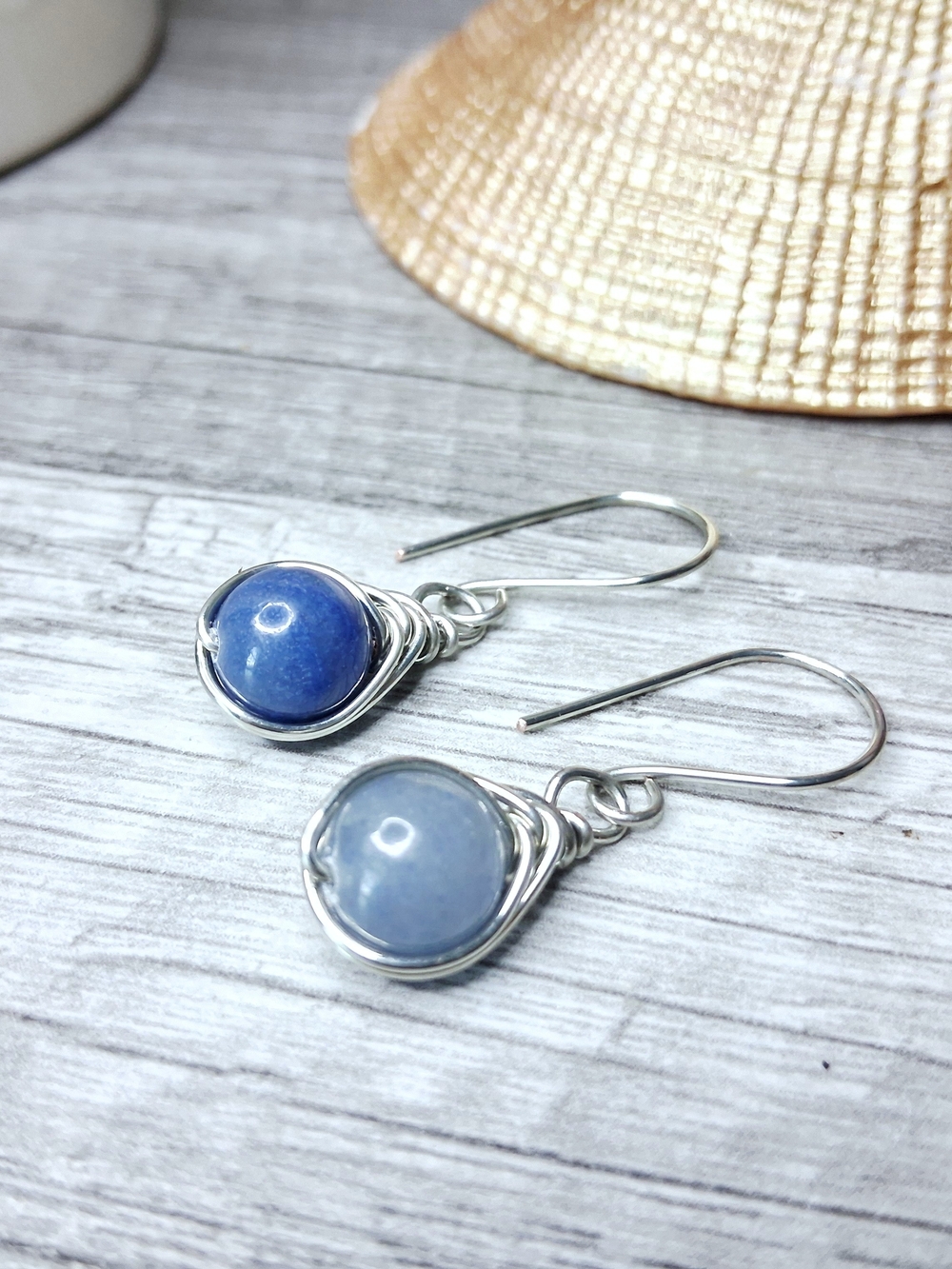 Dainty Blue Aventurine Quartz Gemstone Earrings
